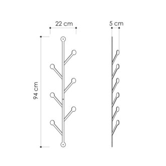 Alternative view of Κρεμάστρα τοίχου Ponpon Megapap μεταλλική χρώμα μαύρο 22x5x94εκ.