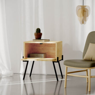 Alternative view of Κομοδίνο Naive Megapap χρώμα sapphire oak 48x34x51εκ.