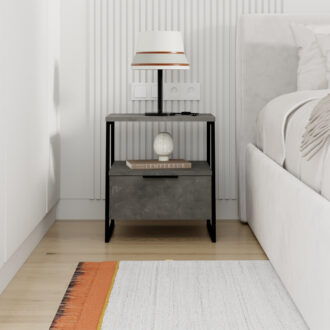 Alternative view of Κομοδίνο Pal Megapap χρώμα γκρι ρετρό 45x40x50εκ.