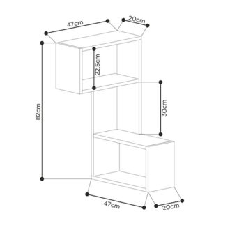 Alternative view of Ραφιέρα τοίχου γωνιακή Part Megapap χρώμα ανθρακί 47x20x82εκ.