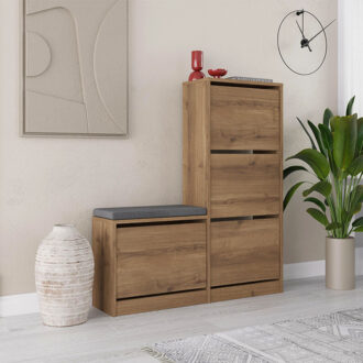 Παπουτσοθήκη Dude Megapap χρώμα ανοιχτό καρυδί 104,8x26x118,5εκ.