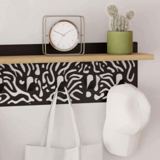 Alternative view of Κρεμάστρα τοίχου Novo Megapap από  μέταλλο - μελαμίνη χρώμα sapphire oak - μαύρο 80x12,2x20εκ.