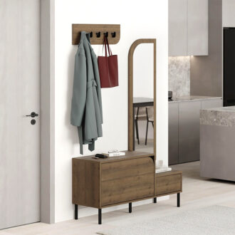 Alternative view of Έπιπλο εισόδου Mila Megapap με κρεμάστρα χρώμα ανοιχτό καρυδί 120x37x171,6εκ.