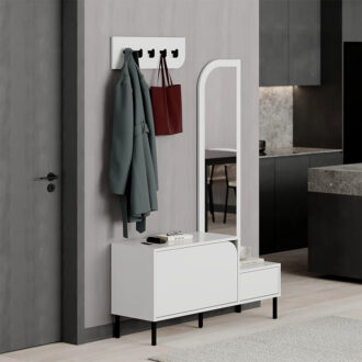 Alternative view of Έπιπλο εισόδου Mila Megapap με κρεμάστρα χρώμα λευκό 120x37x171,6εκ.