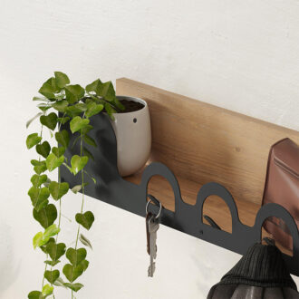 Alternative view of Κρεμάστρα τοίχου Liora Megapap χρώμα sapphire oak 63x14x14εκ.