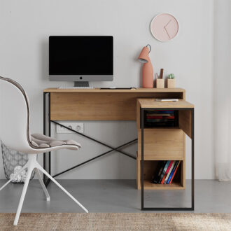 Alternative view of Γραφείο εργασίας πολυμορφικό Badau Megapap χρώμα sapphire oak 110x37,2x77εκ.