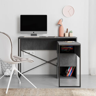 Alternative view of Γραφείο εργασίας πολυμορφικό Badau Megapap χρώμα γκρι ρετρό 110x37,2x77εκ.