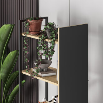 Alternative view of Βιβλιοθήκη Detroit Megapap χρώμα sapphire oak - silky black 58x35,2x175εκ.