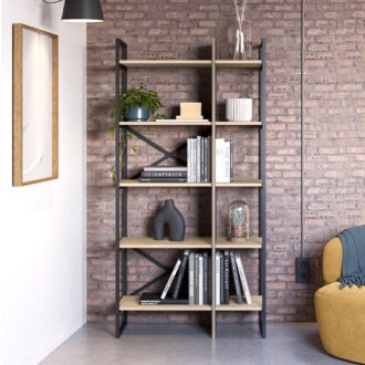 Alternative view of Βιβλιοθήκη Detroit Megapap χρώμα sapphire oak - silky black 87,5x35,2x175εκ.