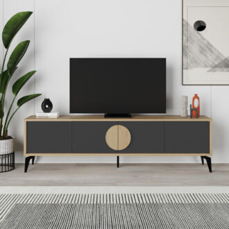 Alternative view of Έπιπλο τηλεόρασης Gora Megapap χρώμα sapphire oak - silky black 180x35,6x51εκ.