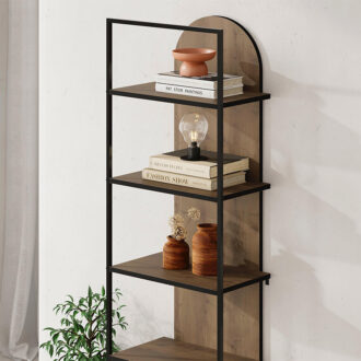 Alternative view of Βιβλιοθήκη Archy Megapap χρώμα ανοιχτό καρυδί 53x31,7x180εκ.