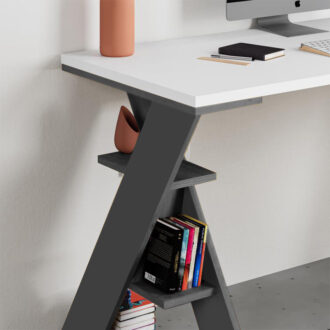 Alternative view of Γραφείο εργασίας Papillon Megapap χρώμα ανθρακί - λευκό 137x60x75εκ