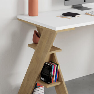 Alternative view of Γραφείο εργασίας Papillon Megapap χρώμα sapphire oak - λευκό 137x60x75εκ