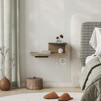 Alternative view of Κομοδίνο επιτοίχιο Luno Megapap με LED χρώμα sepet oak 40x30x16,2εκ.