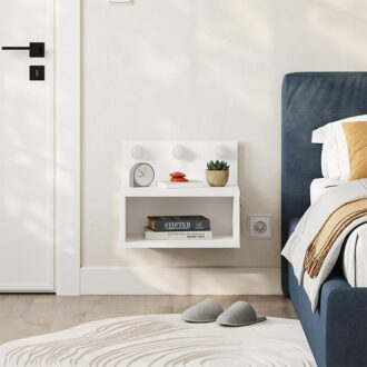 Alternative view of Κομοδίνο επιτοίχιο Treo Megapap με LED χρώμα λευκό 40x30x33,8εκ.