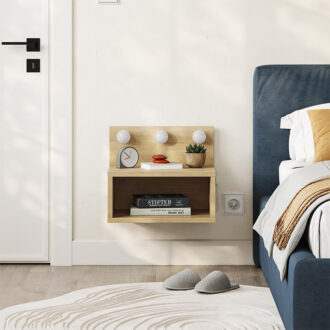 Alternative view of Κομοδίνο επιτοίχιο Treo Megapap με LED χρώμα sapphire oak 40x30x33,8εκ.