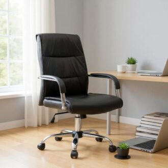 Alternative view of Καρέκλα γραφείου διευθυντική Matteo Megapap από τεχνόδερμα χρώμα μαύρο 60x66x105/115εκ.