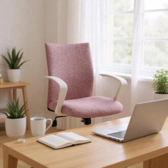 Alternative view of Καρέκλα γραφείου Berlin Megapap υφασμάτινη χρώμα ροζ - λευκό 64x63x89/96εκ.
