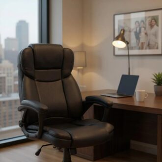 Alternative view of Καρέκλα γραφείου διευθυντική Morgan Megapap από τεχνόδερμα χρώμα μαύρο 67x65x112/122εκ.