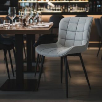 Alternative view of Καρέκλα τραπεζαρίας Chiara Megapap γκρι ύφασμα - μεταλλικό μαύρο πόδι 48x58x81εκ.