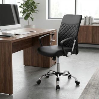 Alternative view of Καρέκλα γραφείου Avelon Megapap από τεχνόδερμα χρώμα μαύρο 60x56x94/103εκ.