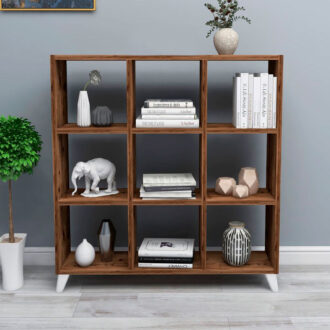 Alternative view of Βιβλιοθήκη Saul Megapap χρώμα καπνιστή καρυδιά 88,2x20x88,2εκ.