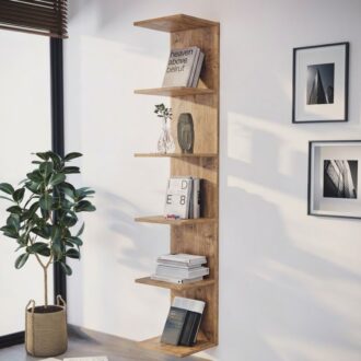 Βιβλιοθήκη - Ραφιέρα τοίχου Ogden Megapap χρώμα pine oak 34,5x30x180εκ.