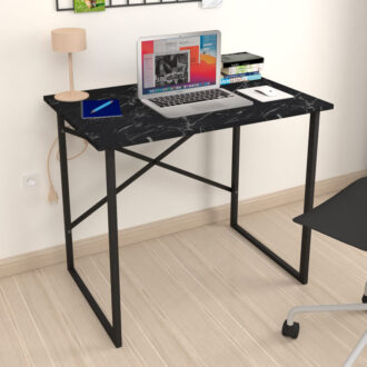 Γραφείο εργασίας Rilke Megapap χρώμα μαύρο εφέ μαρμάρου 90x60x75εκ.