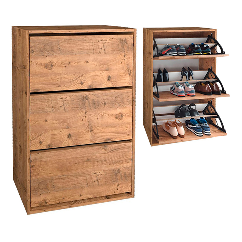 Παπουτσοθήκη Nave Megapap 18 ζευγών χρώμα pine oak 73,6x24x110εκ.