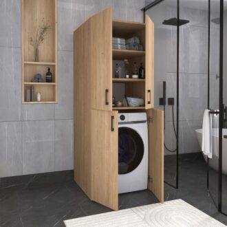 Alternative view of Ντουλάπα μπάνιου - Έπιπλο πλυντηρίου Millay Megapap χρώμα sapphire oak 70x70x180εκ.