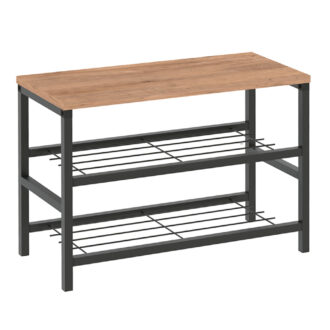 Alternative view of Παπουτσοθήκη Dalia Megapap 6 ζευγών μεταλλική - μελαμίνης χρώμα μαύρο - pine oak 65x30x45εκ.