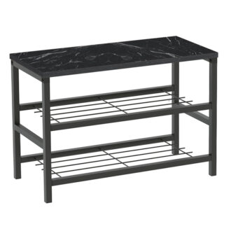 Alternative view of Παπουτσοθήκη Dalia Megapap 6 ζευγών μεταλλική - μελαμίνης χρώμα μαύρο εφέ μαρμάρου 65x30x45εκ.