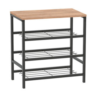 Alternative view of Παπουτσοθήκη Dalia Megapap 9 ζευγών μεταλλική - μελαμίνης χρώμα μαύρο - pine oak 65x30x67εκ.