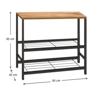 Alternative view of Τραπεζάκι βοηθητικό για φουρνάκι Mulligan Megapap μεταλλικό - μελαμίνης χρώμα μαύρο - pine oak 80x40x80εκ.