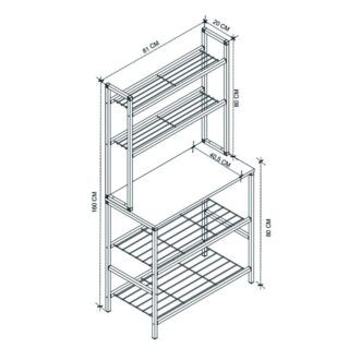 Alternative view of Έπιπλο κουζίνας Mulligan Megapap μεταλλικό - μελαμίνης χρώμα μαύρο - pine oak 81x40,5x160εκ.