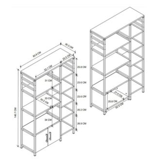 Alternative view of Έπιπλο κουζίνας Benito Megapap χρώμα μαύρο - ανθρακί 83,6x30,2x140,7εκ.