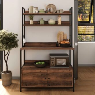 Alternative view of Έπιπλο κουζίνας Severo Megapap μεταλλικό - μελαμίνης χρώμα μαύρο - καπνιστή καρυδιά 101x36x160εκ.