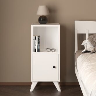 Alternative view of Κομοδίνο Vira Megapap χρώμα λευκό 34x30x78εκ.