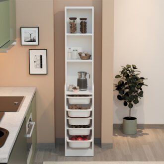 Alternative view of Έπιπλο κουζίνας - μπάνιου Utah Megapap με 5 συρτάρια χρώμα λευκό 34,6x44,3x178εκ.