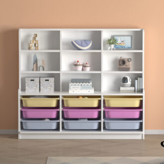 Alternative view of Βιβλιοθήκη Obia Megapap με 9 συρτάρια χρώμα λευκό 132,6x30x115εκ.