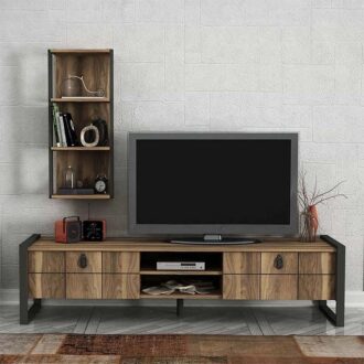 Alternative view of Σύνθεση τηλεόρασης Ursula Megapap χρώμα καρυδί - μαύρο 184,5x34x45εκ.