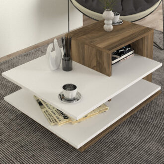 Alternative view of Τραπεζάκι σαλονιού Venus Megapap χρώμα λευκό - καρυδί 85x60x43,6εκ.