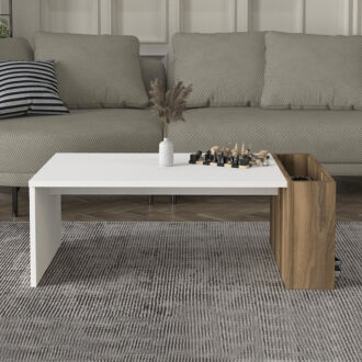 Alternative view of Τραπεζάκι σαλονιού View Megapap χρώμα λευκό - καρυδί 95x50x34εκ.