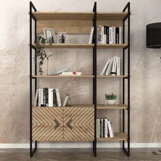 Alternative view of Βιβλιοθήκη Eduardo Megapap μεταλλική - μελαμίνης χρώμα sapphire oak 120x39x180εκ.