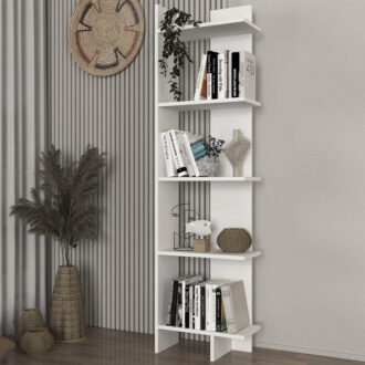 Βιβλιοθήκη Perla Megapap χρώμα λευκό 48x22x170εκ.