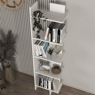 Alternative view of Βιβλιοθήκη Perla Megapap χρώμα λευκό 48x22x170εκ.