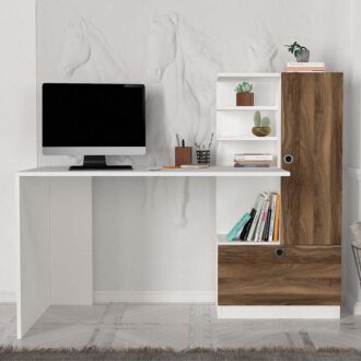 Alternative view of Γραφείο εργασίας Merino Megapap χρώμα λευκό - καρυδί 149,5x61,8x120εκ.