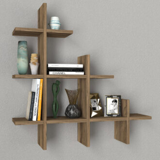 Ραφιέρα τοίχου Juke Megapap χρώμα καρυδί 81,8x18x80εκ.