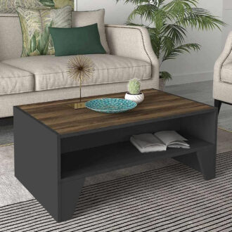 Τραπεζάκι σαλονιού Chester Megapap χρώμα ανθρακί - καρυδί 93,6x60x40εκ.