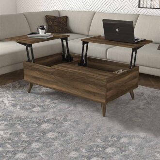 Alternative view of Τραπεζάκι σαλονιού Roy Megapap με σερβιτόρο χρώμα καρυδί 121x69x40εκ.